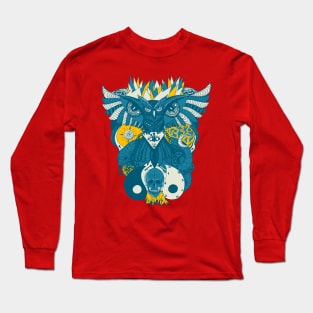 Retro Wave Owl And Ageless Skull Long Sleeve T-Shirt